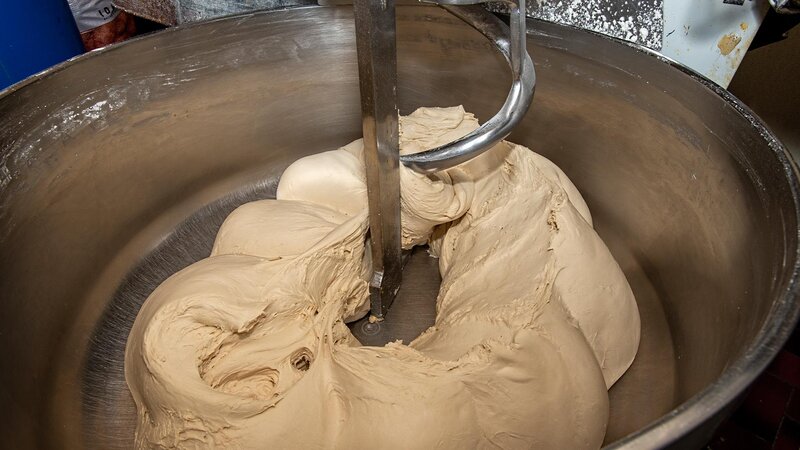 Dough in a large mixer